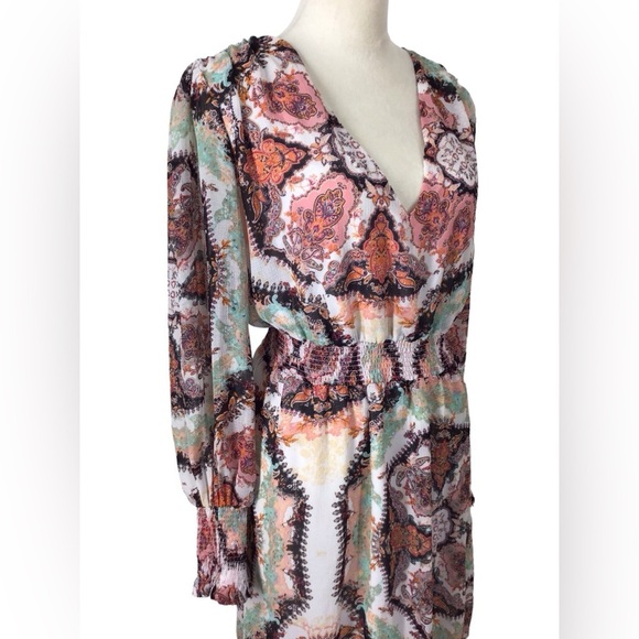 INC International Concepts Smocked Puff Sleeve Maxi Dress Size XL - Picture 7 of 7